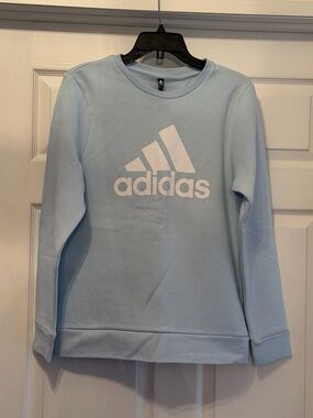 NWT adidas golf light blue crewneck logo sweatshirt Size Large